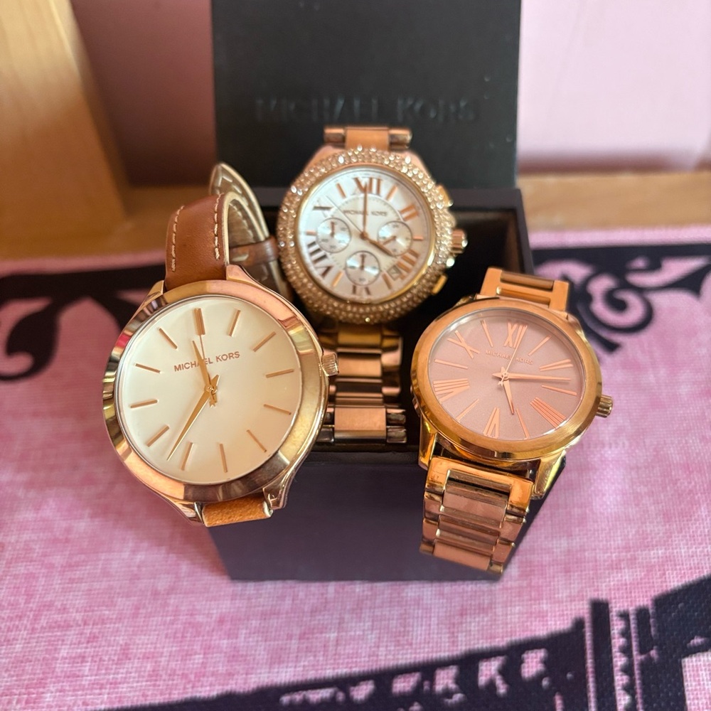 Michael Kors Rose Gold and Brown Watch Collection